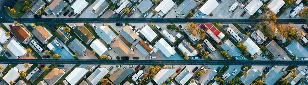 Aerial view of neighborhood grid